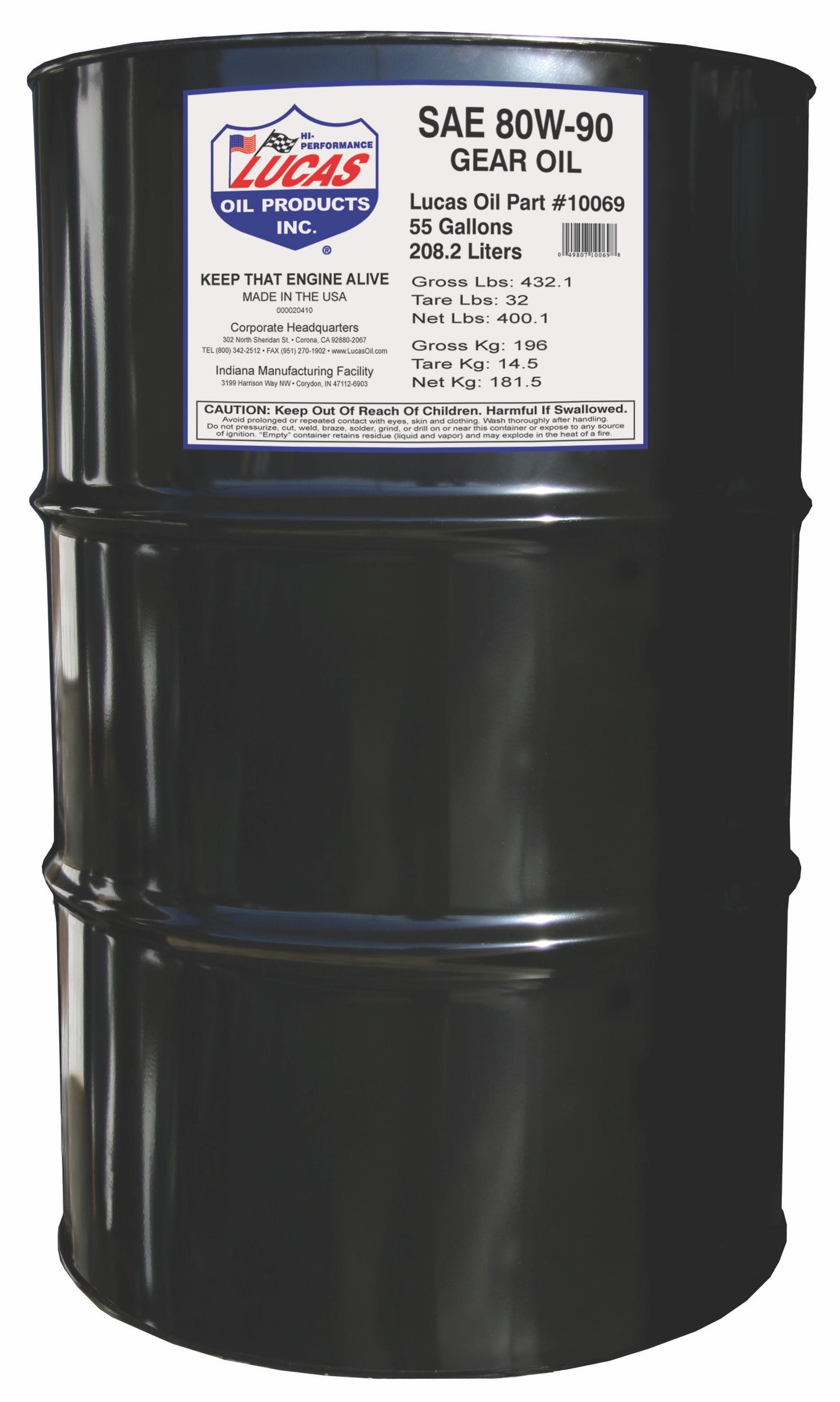 Lucas Oil 10069 SAE 80W-90 Gear Oil/55 Gallon Drum