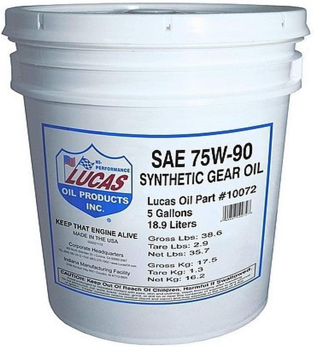 Lucas Oil 10072 Synthetic SAE 75W-90 Trans & Diff Lube/5 Gallon Pail