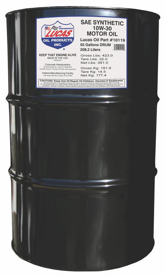 Lucas Oil 10119 Synthetic SAE 10W-30 API SN Plus Motor Oil/55 Gallon Drum