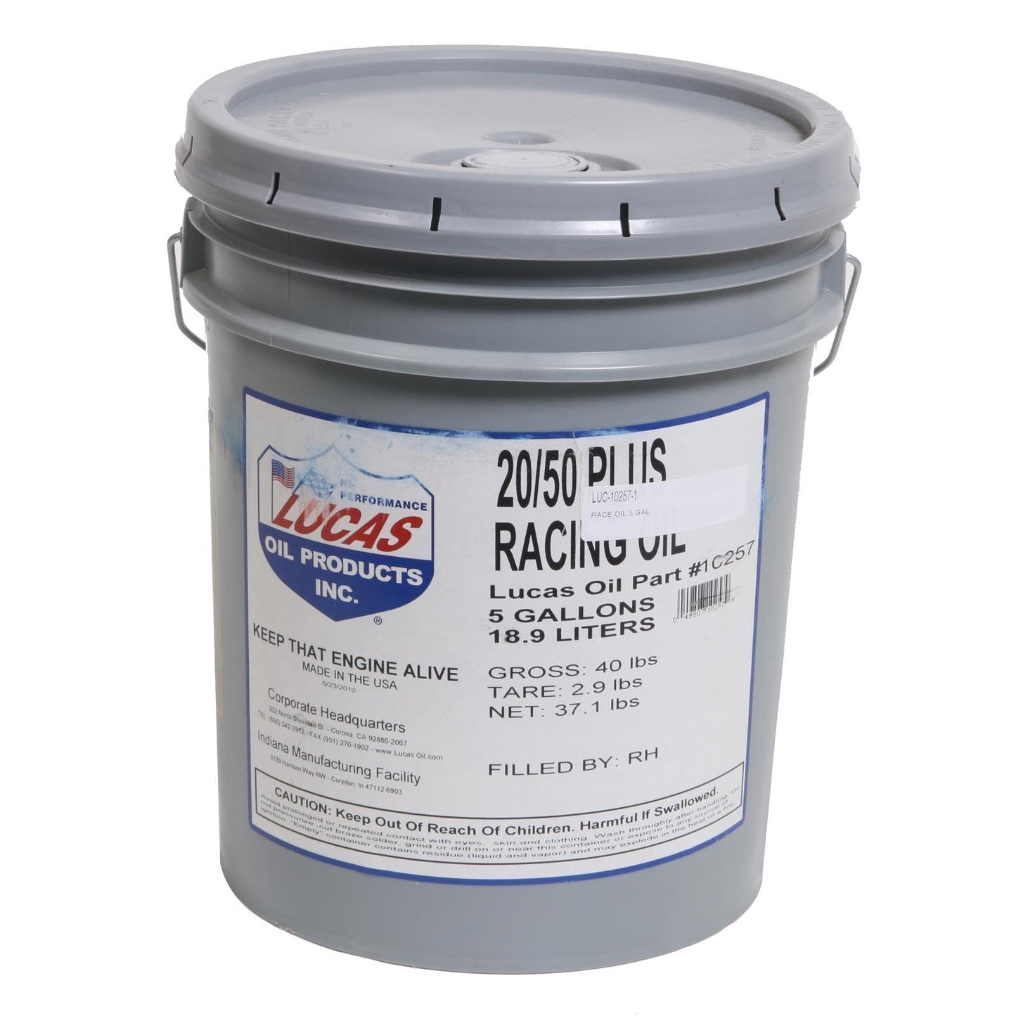 Lucas Oil 10257 SAE 20W-50 Plus API SP Motor Oil/5 Gallon Pail