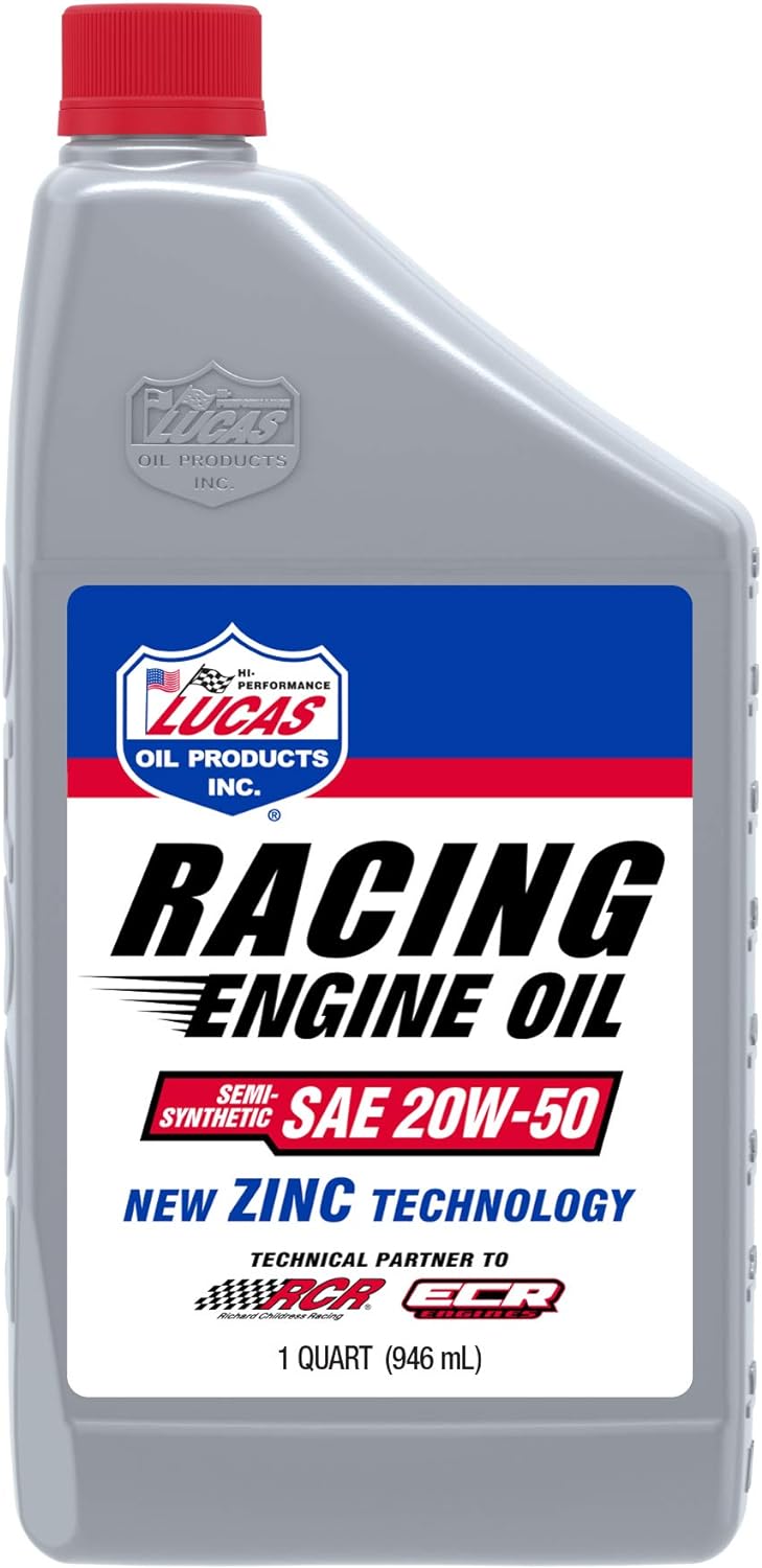 Lucas Oil 10306 Semi-Synthetic SAE 20W-50 Racing Motor Oil/Quart