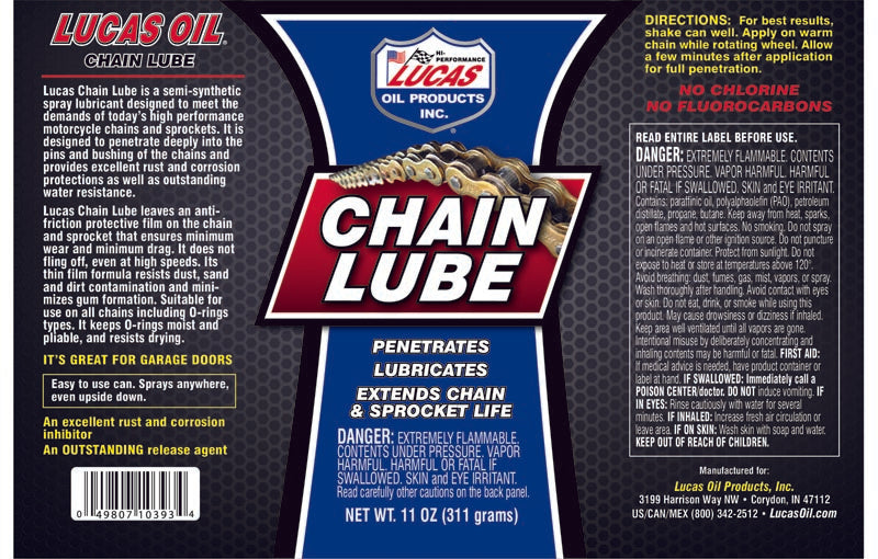 Lucas Oil 10393 Chain Lube Aerosol/11 Ounce