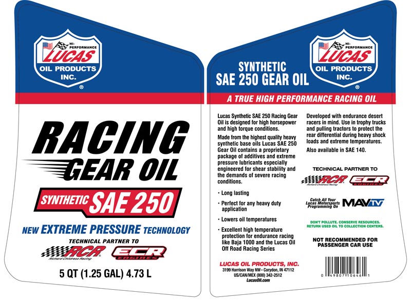 Lucas Oil 10646 Synthetic SAE 250 Racing Gear Oil/5 Quart