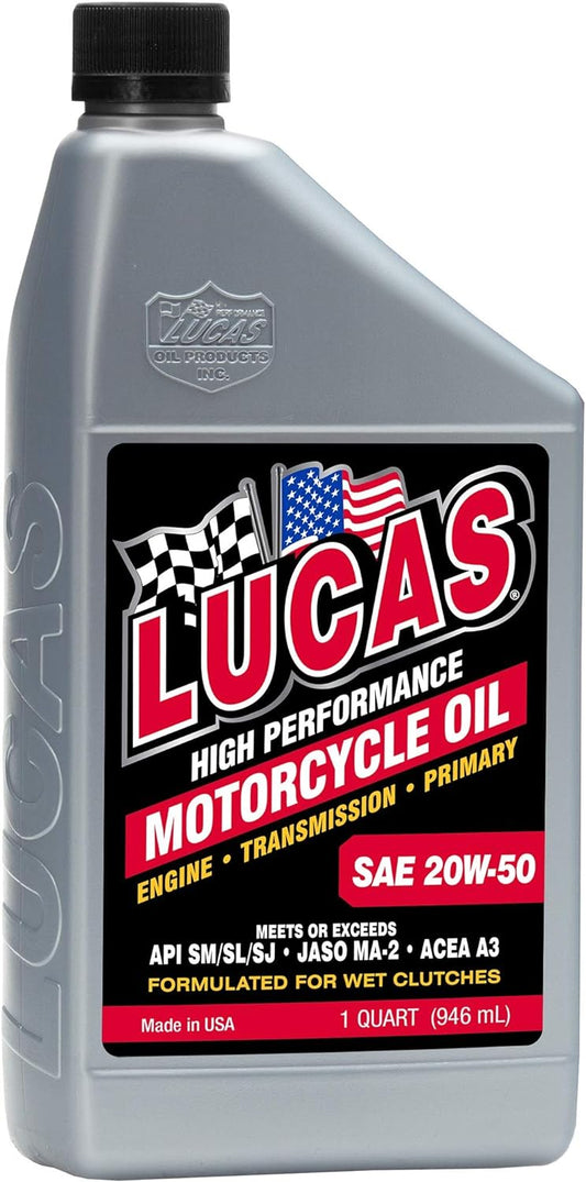 Lucas Oil 10700 SAE 20W-50 Motorcycle Oil/Quart