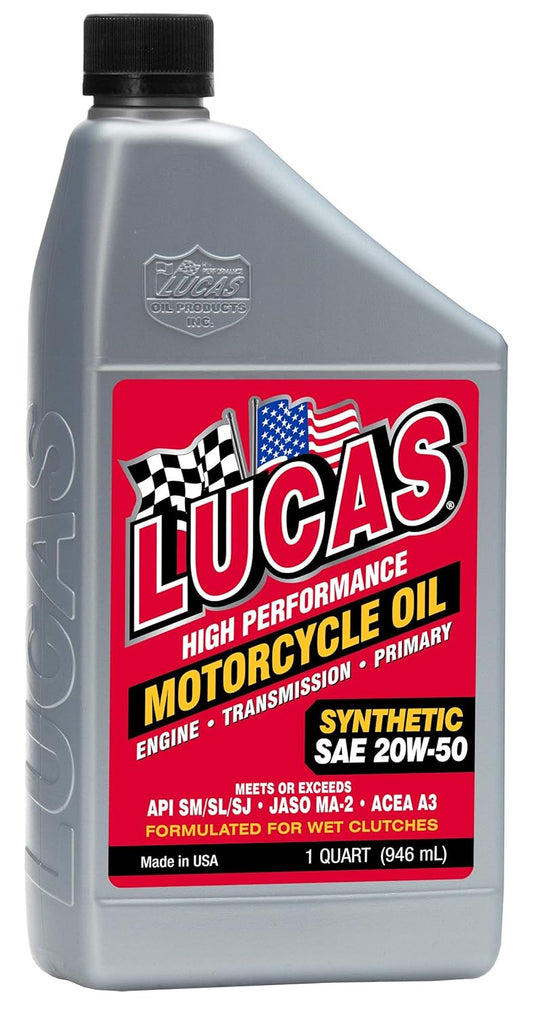 Lucas Oil 10702 Synthetic SAE 20W-50 Motorcycle Oil/Quart