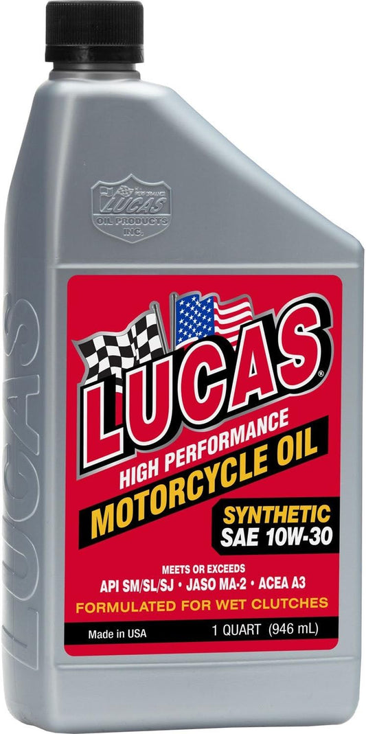 Lucas Oil 10708 Synthetic SAE 10W-30 Motorcycle Oil/Quart