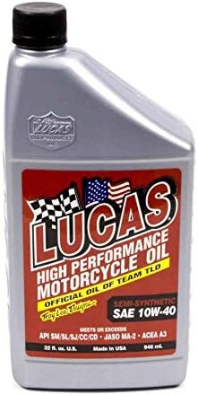 Lucas Oil 10710 Semi-Synthetic SAE 10W-40 Motorcycle Oil/Quart