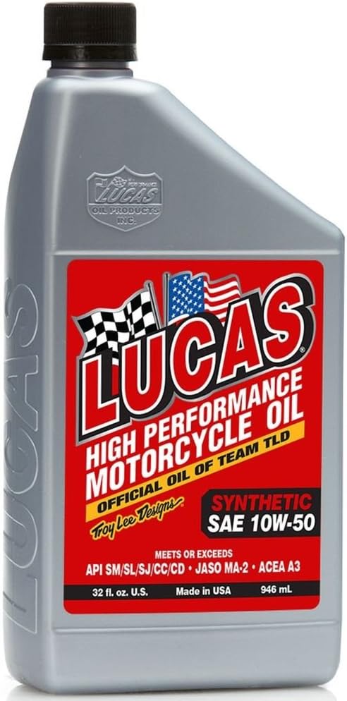 Lucas Oil 10716 Synthetic SAE 10W-50 Motorcycle Oil/Quart