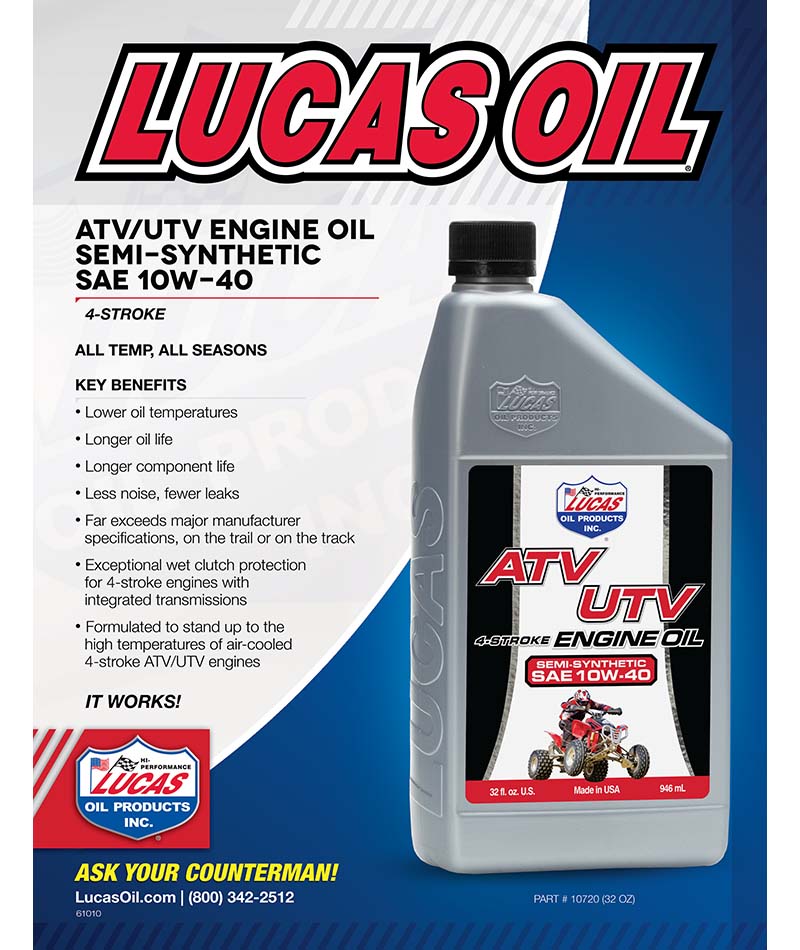 Lucas Oil 10720 Semi-Synthetic SAE 10W-40 ATV Oil/Quart