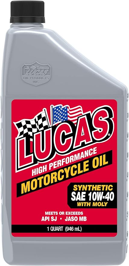 Lucas Oil 10777 Synthetic SAE 10W-40 Moly Motorcycle Oil/Quart