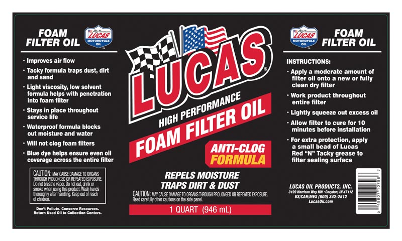 Lucas Oil 10798 Foam Filter Oil/Quart