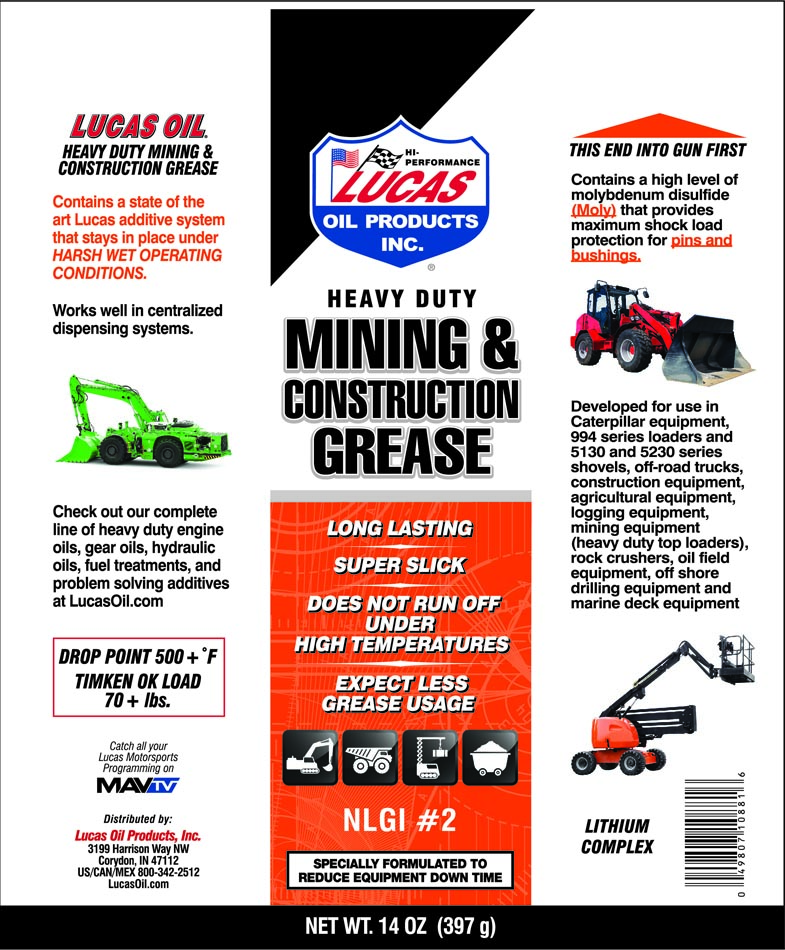 Lucas Oil 10881-30 H/D Mining & Construction Grease/14.0 OZ Cartridge