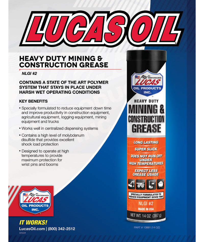 Lucas Oil 10881-30 H/D Mining & Construction Grease/14.0 OZ Cartridge