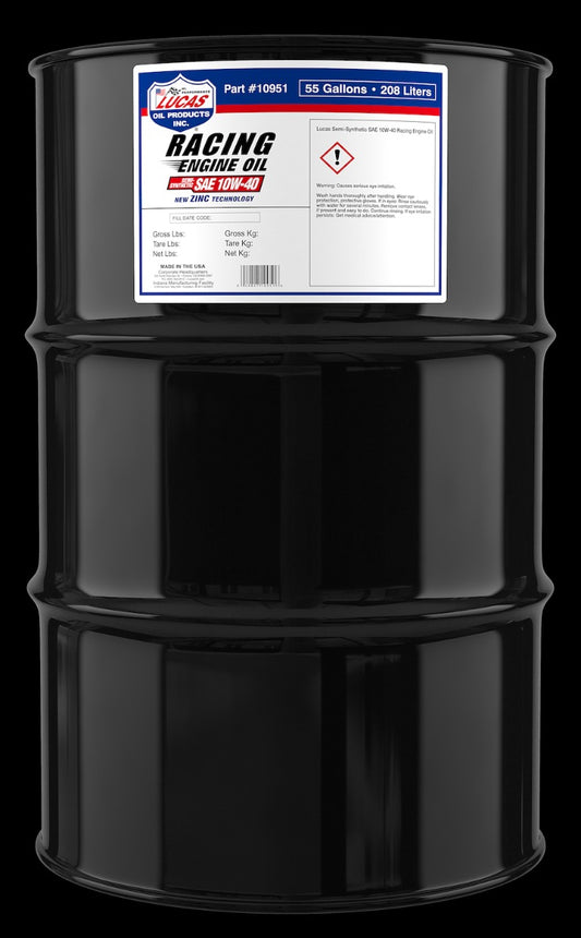 Lucas Oil 10951 Semi-Synthetic SAE 10W-40 Racing Motor Oil/55 Gallon Drum