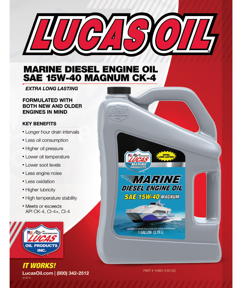 Lucas Oil 10991 Marine SAE 15W-40 CK-4 Oil/Gallon