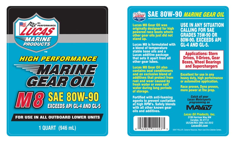 Lucas Oil 11153 SAE 80W-90 M8 Marine Gear Oil/quart