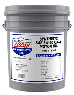 Lucas Oil 11165 Synthetic SAE 5W-40 CK-4 Truck Oil/5 Gallon Pail