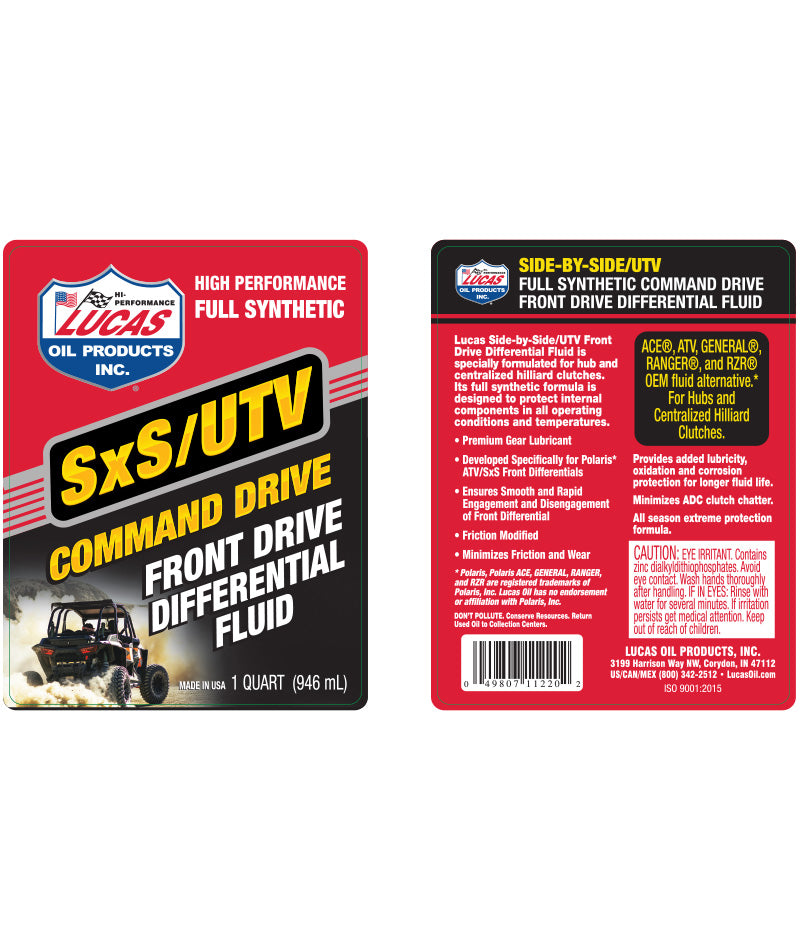 Lucas Oil 11220 Synthetic SxS Command Drive/Quart