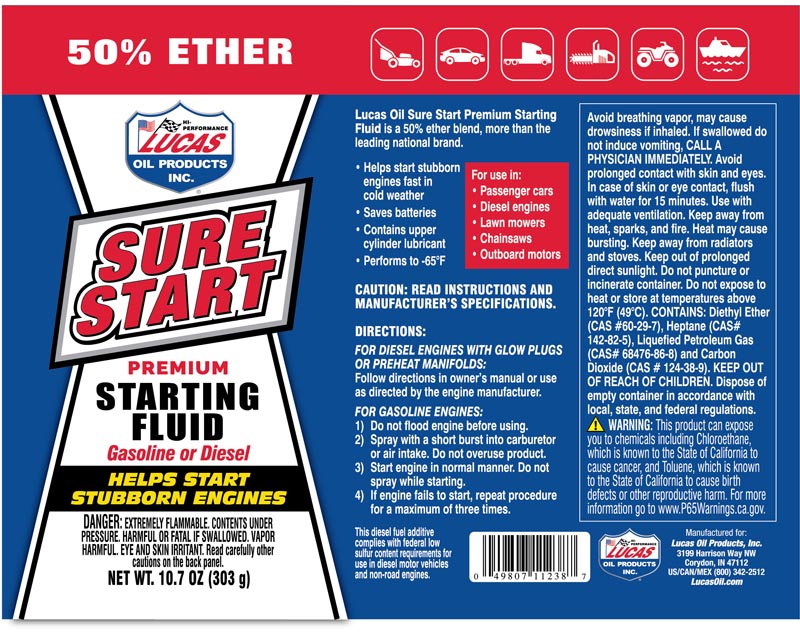 Lucas Oil 11238 Sure Start Starting Fluid 50% Ether/10.7 Ounce