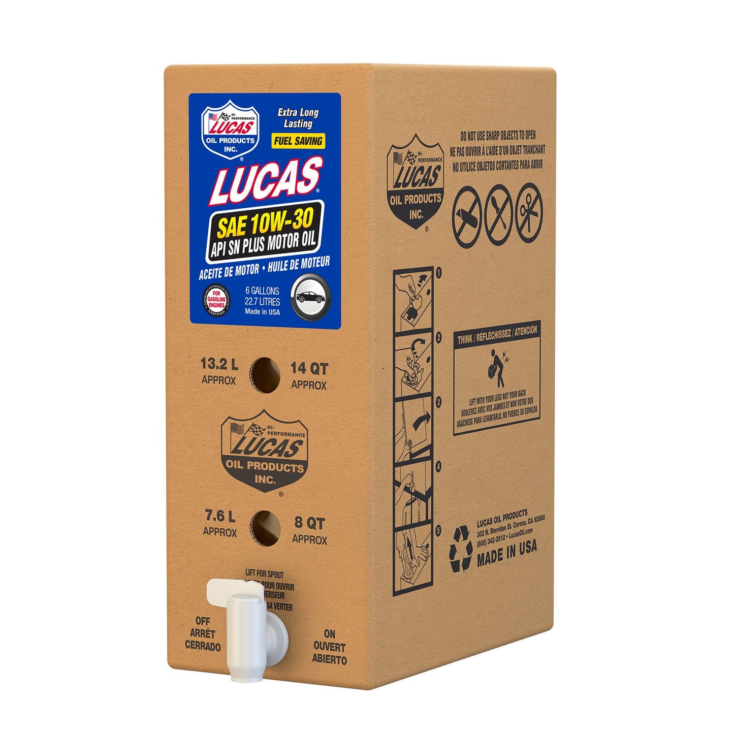 Lucas Oil 18002 SAE 10W-30 API SP Motor Oil/6 Gallon Box