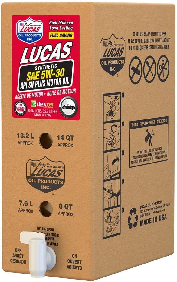 Lucas Oil 18005 Synthetic SAE 5W-30 API SP/Dexos Motor Oil/6 Gallon Box