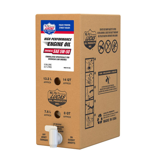 Lucas Oil 18015 Synthetic SAE 5W-50 API SM Motor Oil/6 Gallon Box