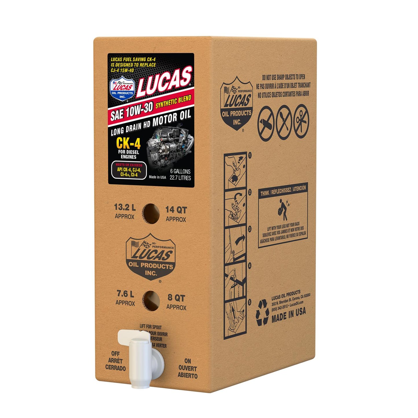 Lucas Oil 18017 Synthetic Blend SAE 10W-30 CK-4 Truck Oil/6 Gallon Box