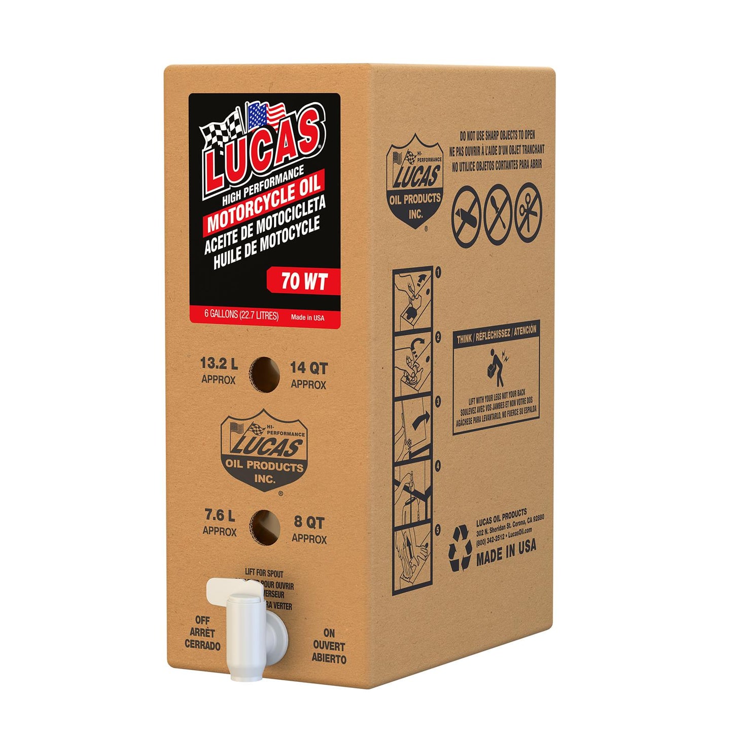 Lucas Oil 18030 70 wt. Motorcycle Oil/6 Gallon Box