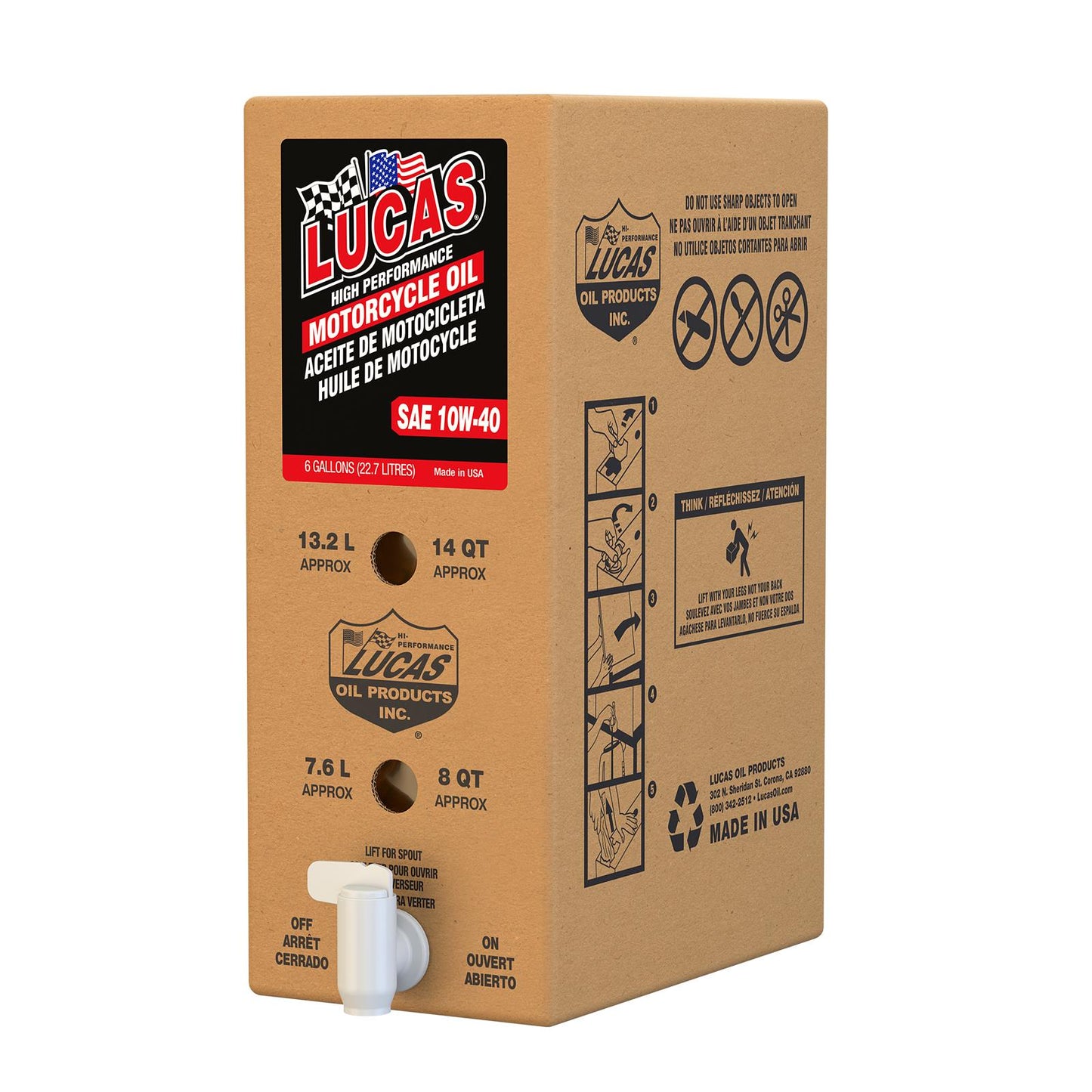 Lucas Oil 18031 SAE 10W-40 Motorcycle Oil/6 Gallon Box