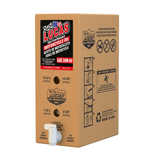 Lucas Oil 18032 SAE 20W-50 Motorcycle Oil/6 Gallon Box