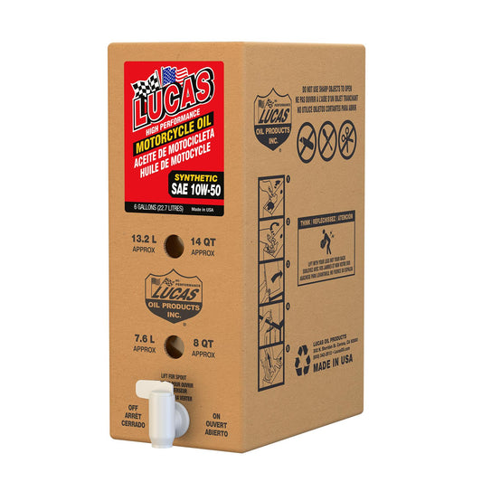 Lucas Oil 18042 Synthetic SAE 10W-50 Motorcycle Oil/6 Gallon Box