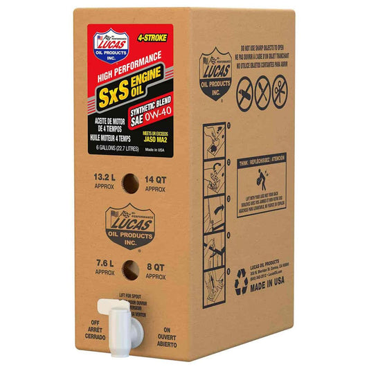 Lucas Oil 18046 Synthetic SAE 0W-40 SXS Engine Oil/6 Gallon Box