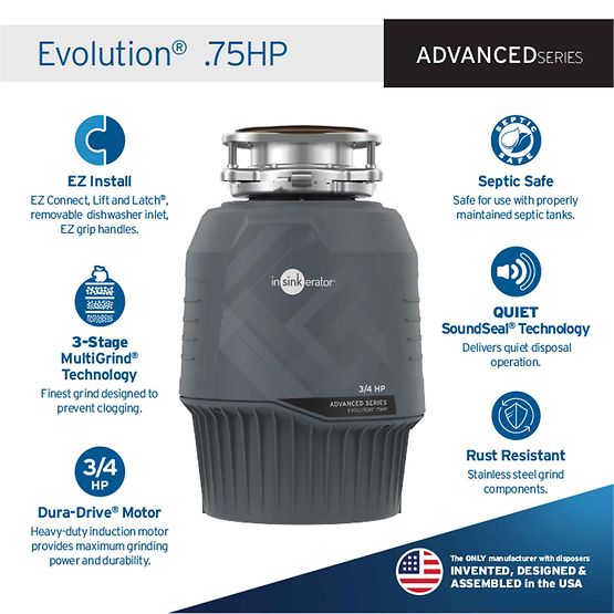 InSinkErator 80021-ISE Evolution .75 HP Garbage Disposal