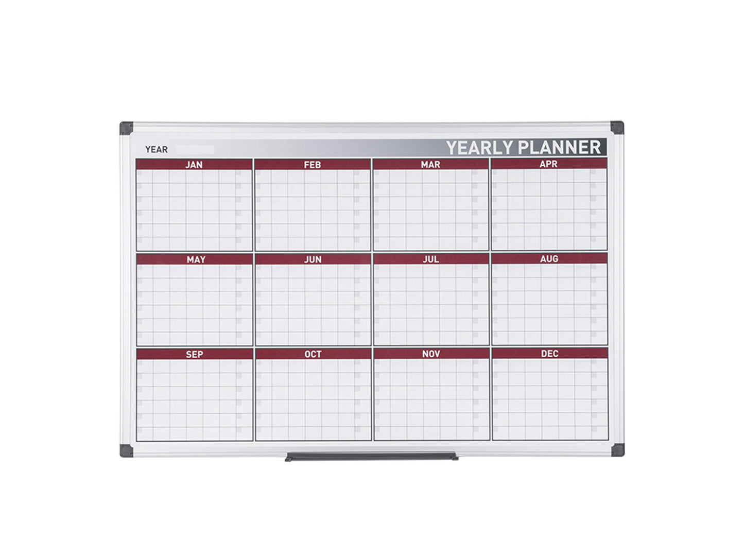 MasterVision GA0375170 12 Month Magnetic Dry-Erase Planner Red And Silver