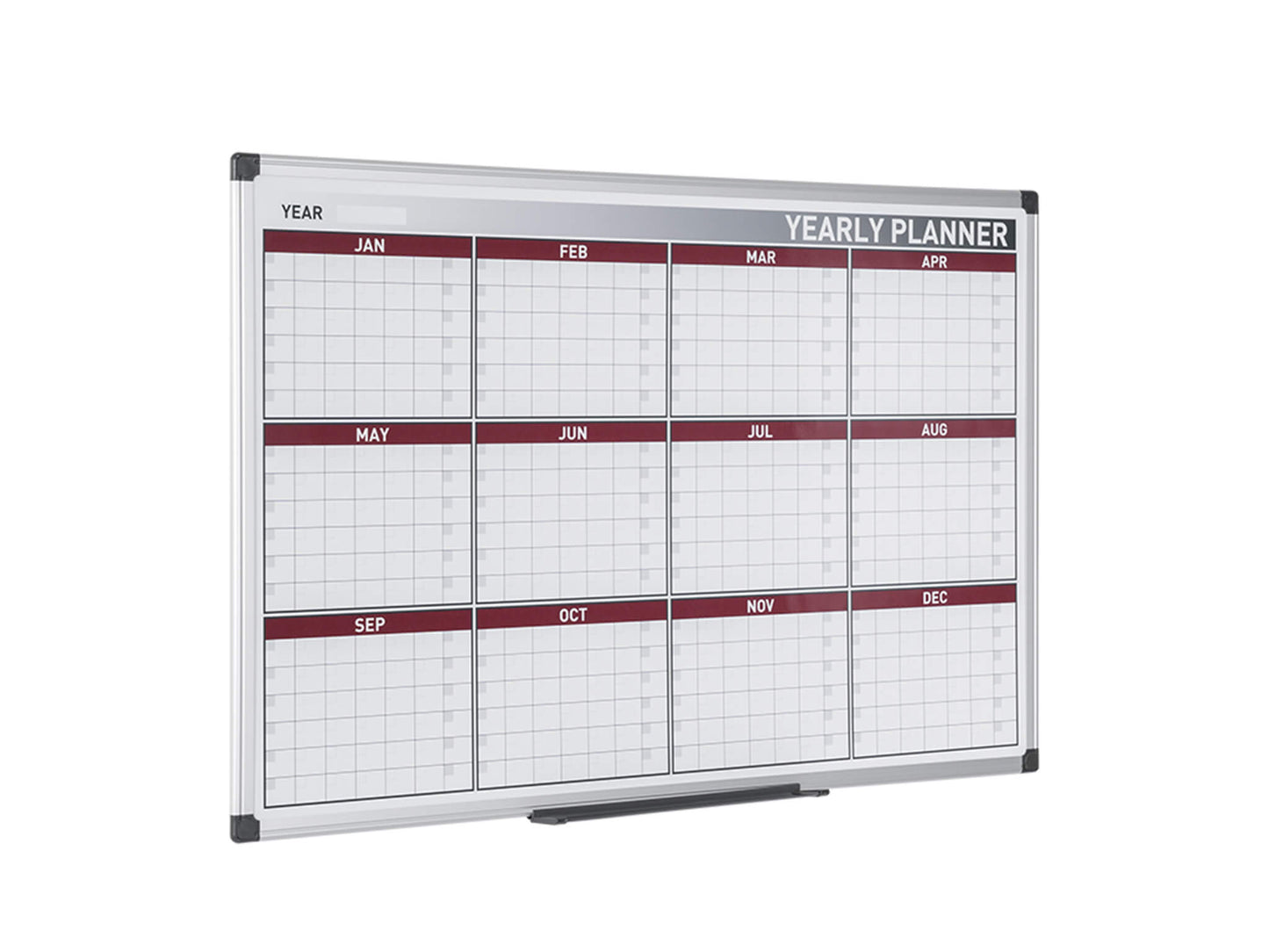 MasterVision GA0375170 12 Month Magnetic Dry-Erase Planner Red And Silver