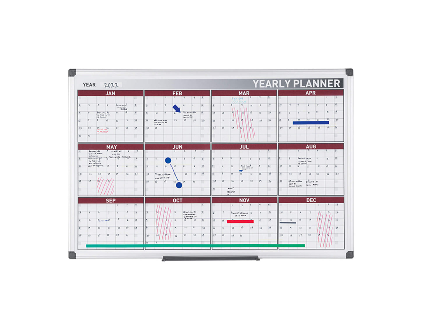 MasterVision GA0375170 12 Month Magnetic Dry-Erase Planner Red And Silver