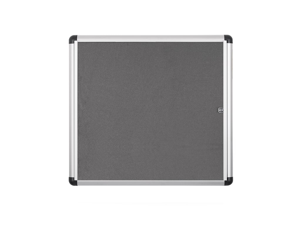 MasterVision VT630103690 Slimline Gray Fabric Swing Door Enclosed Bulletin Board