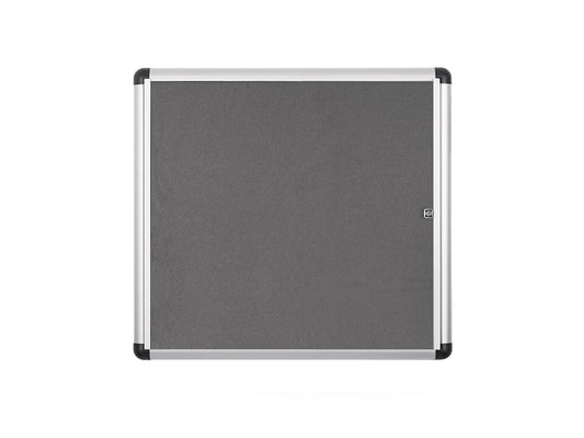 MasterVision VT630103690 Slimline Gray Fabric Swing Door Enclosed Bulletin Board