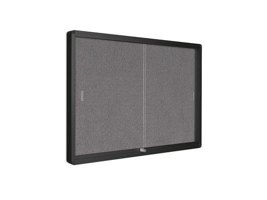 MasterVision VT640103717 Graphite Fabric Sliding Doors Enclosed Bulletin Board