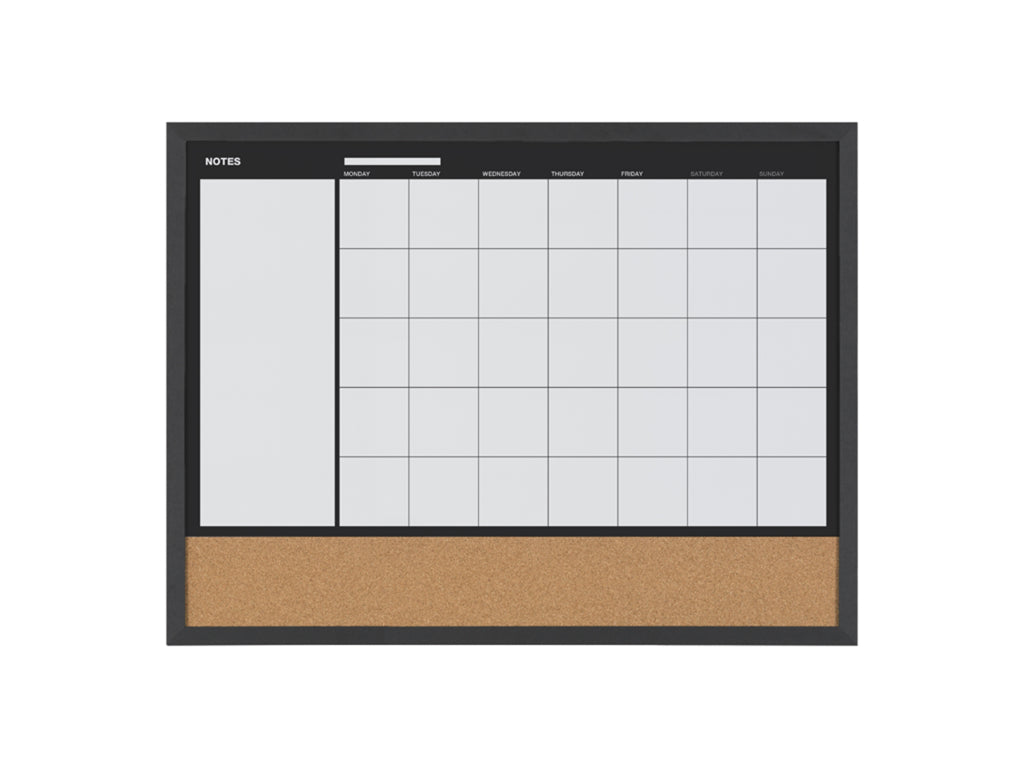 MasterVision MX04511161 3-In-1 Monthly Black Wood Frame Planner