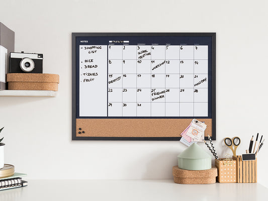 MasterVision MX04511161 3-In-1 Monthly Black Wood Frame Planner