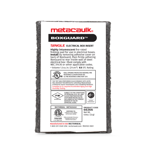 Rectorseal 66366 Metacaulk Box Guard Single 47 mm x 71 mm