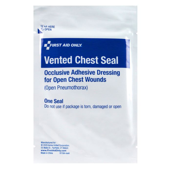 First Aid Only 91194 Chest Seal, Vented, Single