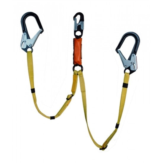 Yates Gear 876-12 Adjustable Dual Leg 6-12 Ft. Free Fall Lanyard - 2 1/2" Alum. Ladder Hook