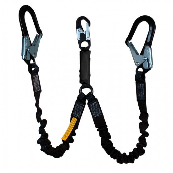 Yates Gear 880-12 Dual Elastic Legs W/6-12 Ft Free Fall Lanyard - 2 1/2" Steel Ladder Hooks