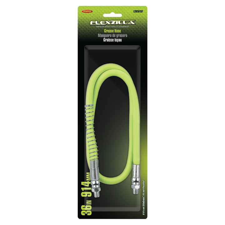 FlexZilla L2925FZSP Grease Hose 3/16" x 36", 1/8" MNPT Ends, Spring Guard
