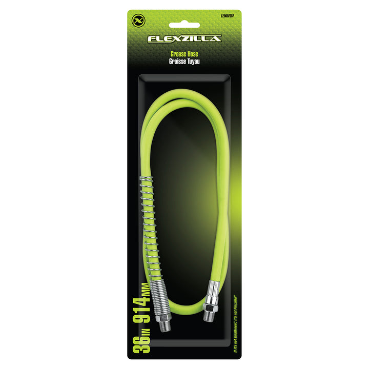 FlexZilla L2965FZSP Grease Hose 1/8" x 36", 1/8" MNPT Ends, Spring Guard
