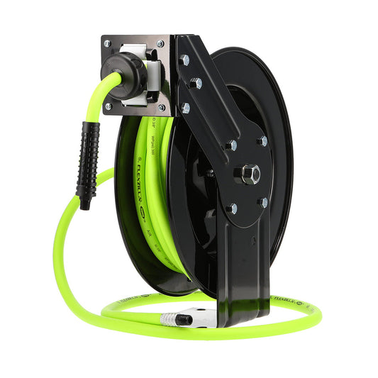 FlexZilla L8603FZ Retractable Air Hose Reel, Open Face, Single Axle Arm, 3/8" x 25'