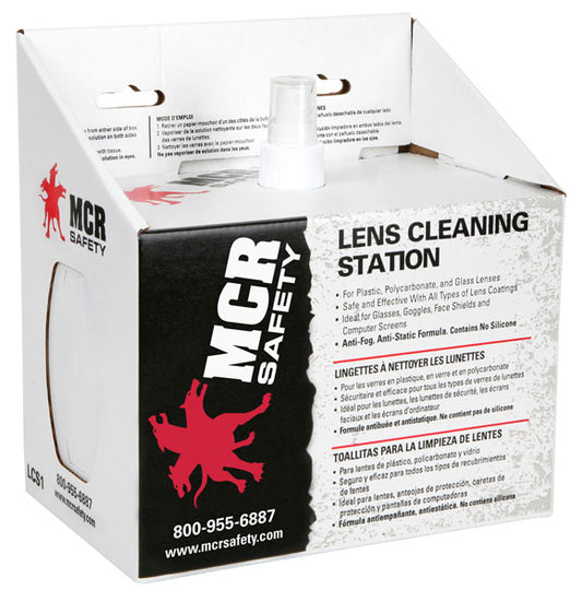 MCR Safety LCS1 Lens Cleaning Station 8 Ounce Cleaning Solution in Pump Bottle 2 Boxes of 300 Tissues (1 EA)