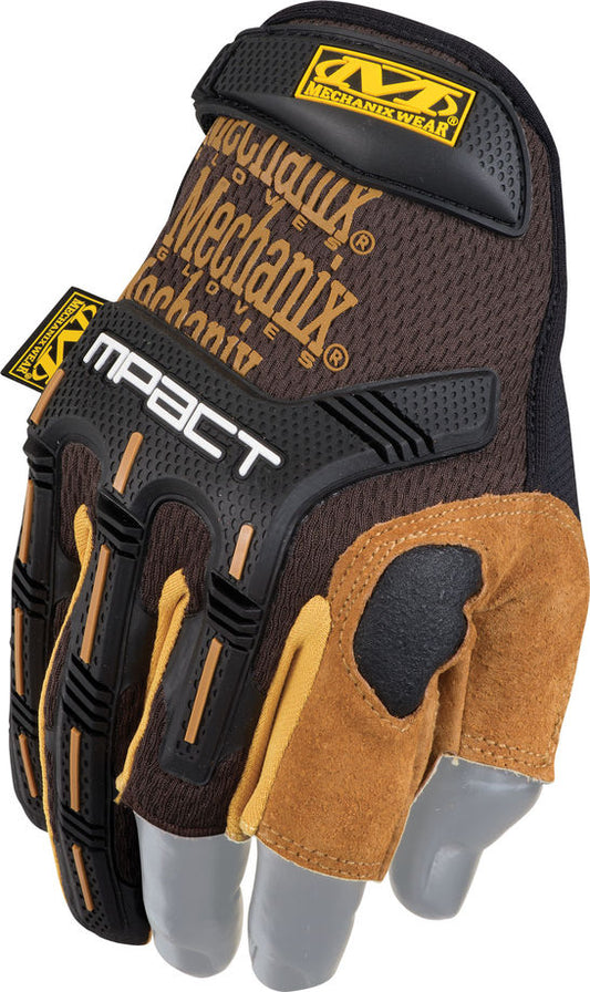 Mechanix Wear LFR-75-008 Leather M-Pact® Fingerless Framer Leather Impact Resistant Gloves, Size-S